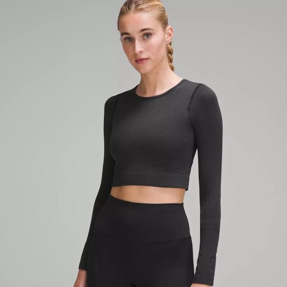 Lululemon Black Ebb to Street Long Sleeve Cropped Shirt Size 8